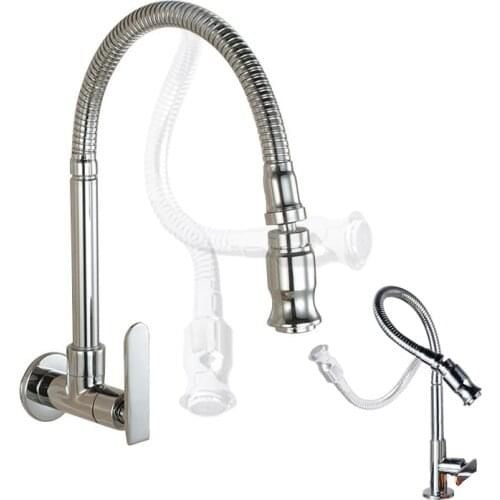 Solid Brass Kitchen Faucet Wall mounted chrome kitchen sink faucet Kitchen Tap Single cold Water Tap torneira cozinha de parede