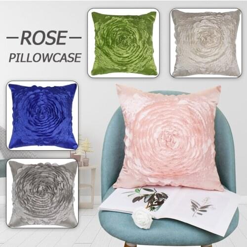 Retro 3D Roses Flower Embroidered Cushion Cover Pillowcase Wedding Home Decorative Car Sofa Bed Pillows Case