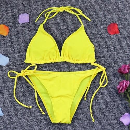 Sexy micro bikini set Push up swimwear women Neon swimsuit female bathing suit Brazilian mini bikinis 2021 mujer bathers