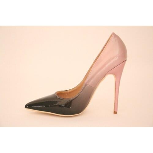 Sestito Woman High Heels Wedding Shoes Gradient Patent Leather Women Pumps Pointed Toe Sexy High Heels Shoes Lady Slip-on Shoes