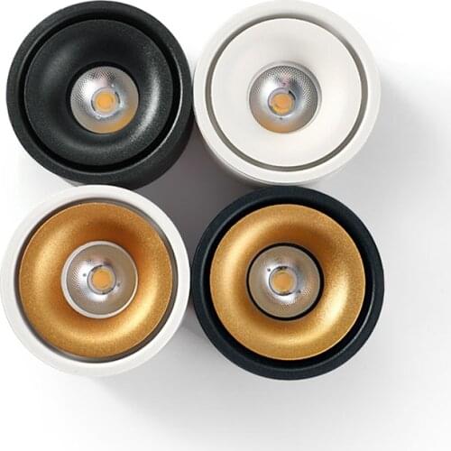 Round Dimmable LED Ceiling Spotlight COB Non-opening LED High Power Spotlight 7W/12W AC86~260V LED Surface Mounted Downlight