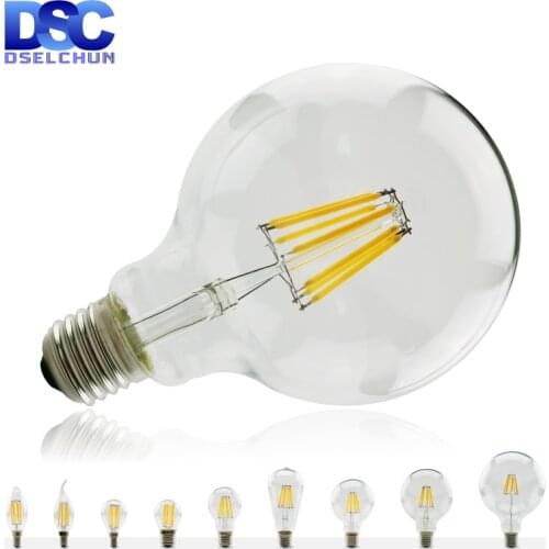 ​LED Filament Bulb E27 E14 Retro Edison Lamp 220V-240V Light Bulb C35 G45 A60 ST64 G80 G95 G125 Glass Bulb Vintage Candle Light
