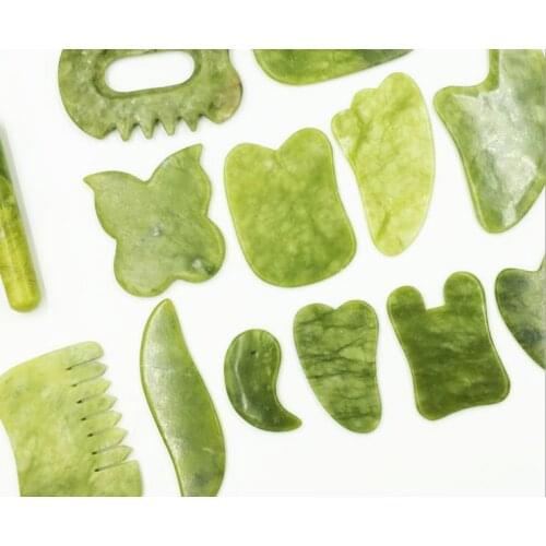 5 Green Natural Jade Guasha Scrapping Plate Gua Sha Massager Face Meridian Scrapping Plate Piece Massage Tools Arm Massage Tool