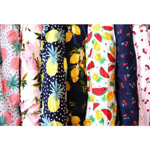 Thin Cotton Printed Fruit Lemon Pineapple Watermelon Cherry Fabric Garment Material Shirt Dress Tissu Sewing Textile 2027BL