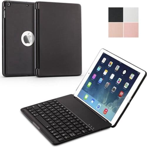 For iPad 9.7 2018 Ultra Thin Smart Aluminum Bluetooth Russian/Spanish/Hebrew Keyboard Case Cover With 7 Colors LED Backlight