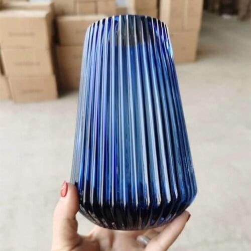 Vintage Glass Vase Flower Basket Flower Vase Decoration Home Nordic Decoration Dried Flower Hydroponic Small Blue Bottles