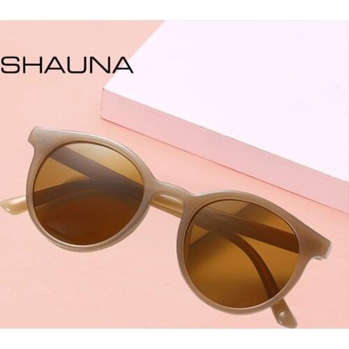 SHAUNA Ins Popular Metal Hinge Women Round Sunglasses Brand Designer Retro Men Jelly Frame Shades UV400