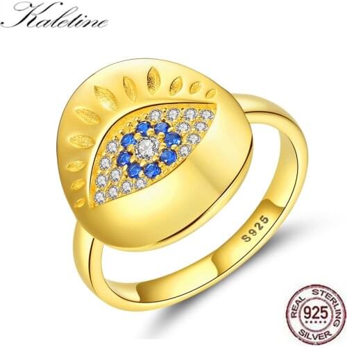 KALETINE 925 Sterling Silver Rings for Women Evil Eye Ring Main Stone CZ Wedding Rings Gold Ring Turkey Jewelry Allied Express