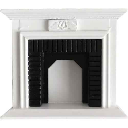 1:12 Dollhouse European Style Vintage Solid Wooden Fireplace Miniature Home Furniture Pretend Play Life Scene Decoration