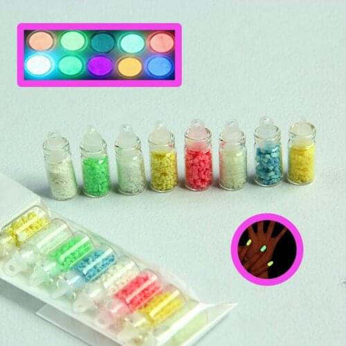 1lot=8 Colors Luminous Fluorescent Powder Sand Glow in Dark 3D Salon Nail Art Manicure DIY Design Crafts Decor Accessories, KIUT
