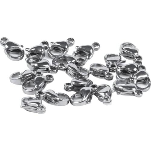 20pcs Stainless Steel Lobster Clasps Silver Tone - Perfect for Chain Necklace DIY Craft Findings