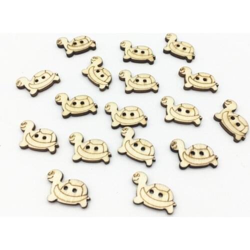 200pcs/lot 14x20mm Wood Cartoon Buttons Turtle Tortoise Shape Button With 2 Holes For Scrapbooking Decorations Sewing Crafts