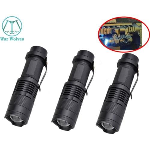 3pcs Softair Airsoft Weapon Light Tactical Army Military Tactical Helmet Light Holder Mini Telescopic Zoom Flashlight for Gun