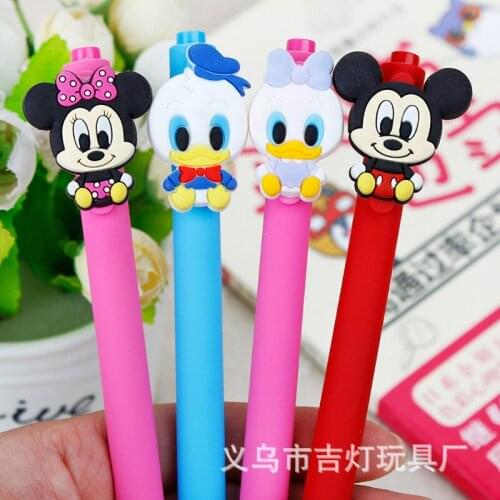 36pcs/batch Disney cartoon candy color press gel pen cute stationery student with black refill signature pen gift