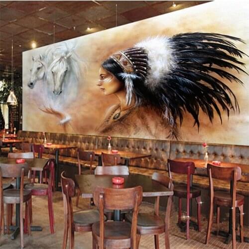 Custom 3D Photo Wallpaper Large Mural Retro White Horse Wall Mural Sofa Bedroom TV Backdrop 3D Stereo Mural Wallpaper For Walls