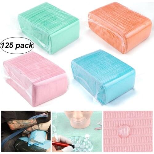 5/125Pcs Tattoo Cleaning Wipes Absorbent Disposable Dental Piercing Medical Bib Waterproof Paper Permanent Tattoo Accessories