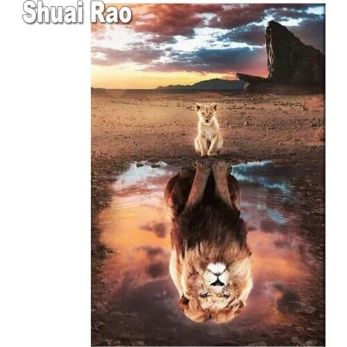 Full diamond embroidery lion tiger Diamond Painting Animal Full drill Square Diamond Picture puzzle 5d ,2019 New Hot gift