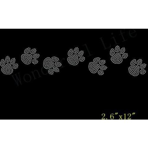 Free Shipping new special paw print design for cheer bow Iron On Rhinestone Transfer