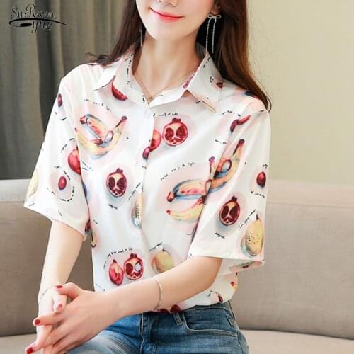Blusas Short Sleeve Women Tops Blouse Plus Size Shirt Women Summer Loose Korean Print 2021 Office Lady Female Clothing 10073