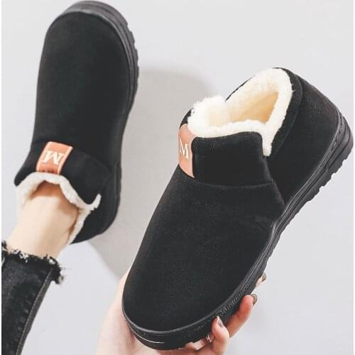 Snow boots women winter warm home bag heel cotton shoes Plush thickened outdoor mens snow boots non slip wear resistant cotton