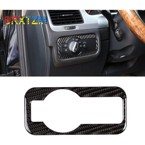 For VW Touareg 2011 2012 2013 2014 2015 2016 2017 2018 Carbon Fiber Car Interior Headlight Switch Frame Sticker Cover Trim