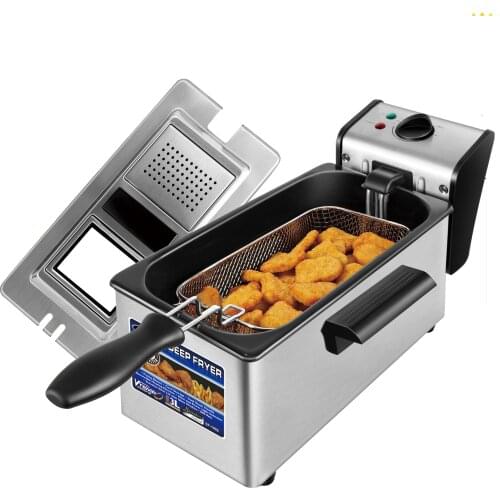 3L Electric Deep Fryer French Frie Frying Machine Oven Hot Pot Fried Chicken Kitchen Cooking Grill Adjustable Thermostat