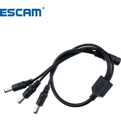 ESCAM 1pcs 1 DC Female To 3 Male plug Power Cord adapter Connector Cable Splitter for CCTV Security Camera LED Strip