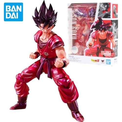 Bandai SHF Dragon Ball 15cm Son Goku Kaioken Anime Model Action Figure Adult Doll Decoration Toy Childrens Birthday Gift