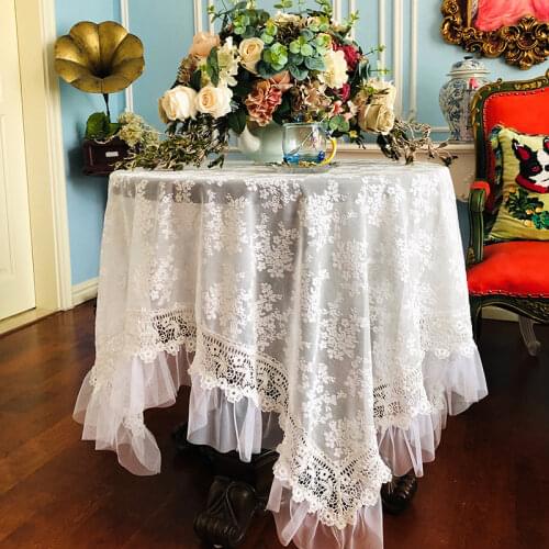Proud Rose Lace Table Cloth Princess Round Tablecloths Wedding Decoration Supplies Embroidered Table Cover TV Cover Towel