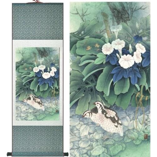 Birds and flower painting silk scroll painting traditional birds and flower painting Chinese paintingPrinted painting