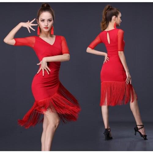 Latin dance costume adult female dress sexy new adult summer tassel skirt training dance practice clothes