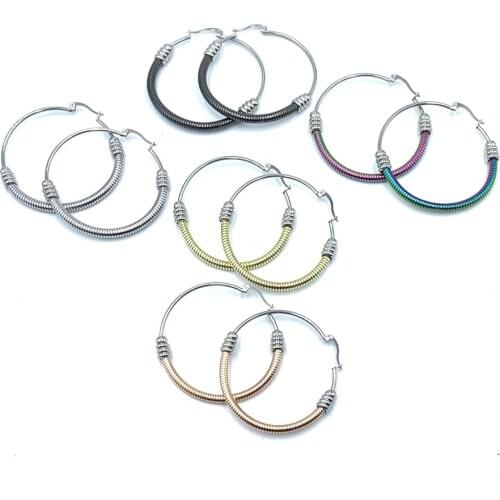 Colorful Earring Stainless Steel Statement Round Earrings For Women Hanging Dangle Earrings Drop Earing Female Jewelry