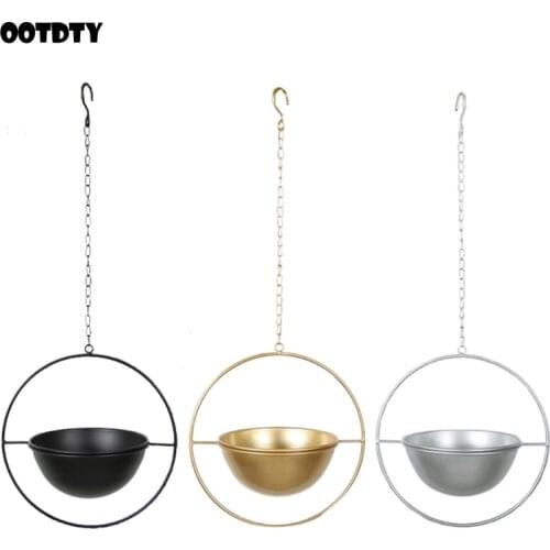 Nordic Style Circle Metal Plant Hanger Chain Hanging Basket Ceiling Planter Flower Pot Holder Garden Balcony Decoration