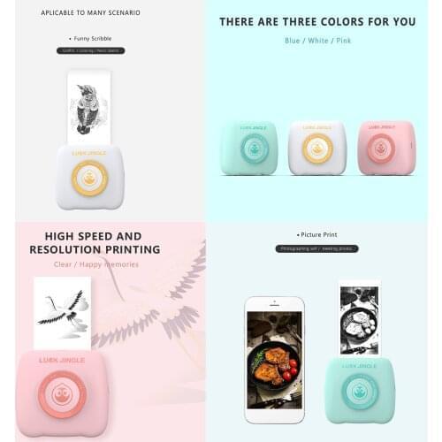 Mini Portable Paper Photo Printer Pocket Thermal Printing Bluetooth Wireless Bluetooth Travel Photo File Printer Birthday Gift