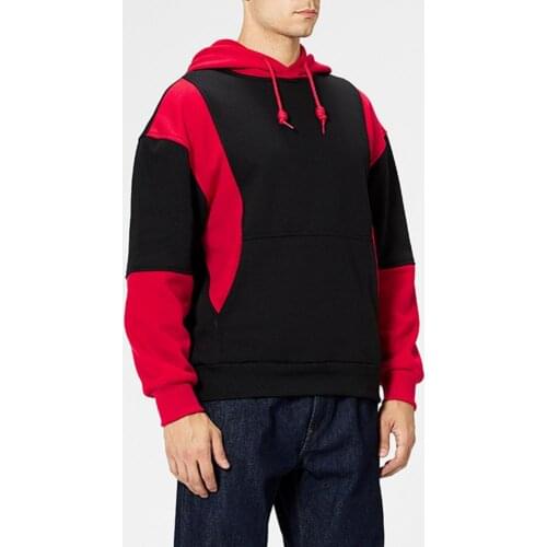 Autumn Coat Men Hoodie Color Block Hooded Autumn Winter Patchwork Drawstring Large Pocket Sweatshirt Streetwear Sports Top