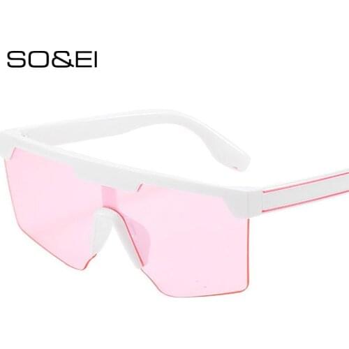 SO&EI Vintage Semi-Rimless One Piece Women Sunglasses Fashion Gradient Eyewear Men Retro Square Trending Sun Glasses Shades