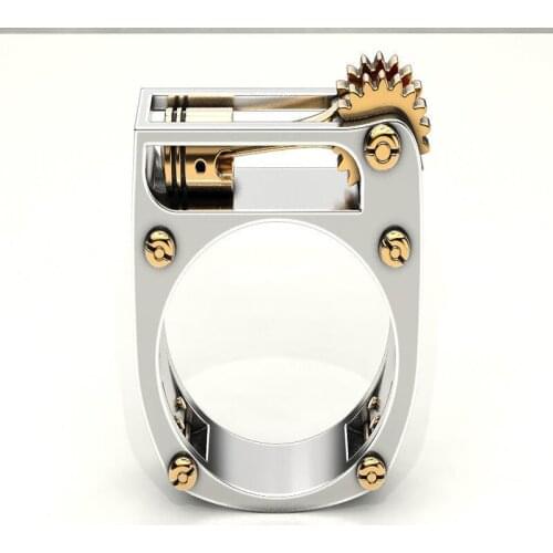 Mechanical Gear Wheel Workman Two-color Rings Size 6-10 Men Punk Style Jewelry Hip Hop Accessories Jewelry Party Gift