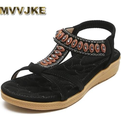 MVVJKE 2021 Sandals Womens Summer Shoes For Women Non-Slip Bohemian Sandals Rhinestone Female Shoe Fashion Ladies Shoe Leisure