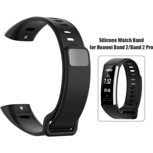 Soft Silicone Adjustable Bracelet Strap Watch Band Wristband Replacement for Huawei Band 2/Band 2 Pro/ERS-B19/ERS-B29 (Black)