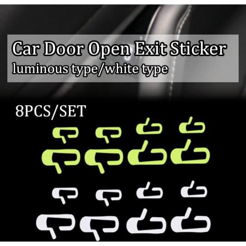 8pcs/set Car Door Open Exit Sticker Decal for Tesla Model 3 Interior Decoration Door Open Button Reminder Switch Handle Sticker