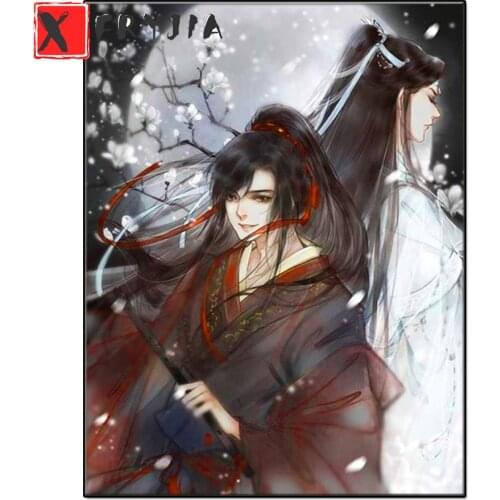 New Diamond Mosaic Cartoon Cross Stitch Diamond Painting Long-haired Full Drill Picture mo dao zu shi Anime couples,Chinese art