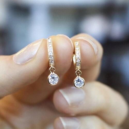 2021 New Trendy Popular Woman Hoop Earrings for Women White Shiny Cubic Zircon Eardrop Elegant Female Fine Jewelry Gift