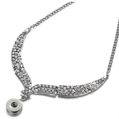 New DJ0089 Beauty Fashion Rhinestone elegant Snap necklace 45cm fit DIY 18MM snap buttons jewlery wholesale