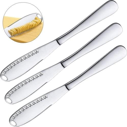 Brand New 304 Stainless Steel Butter Knife 3 In 1 Cheese Graters Sharp Bright Finish Spreader for Cutting Cheese Beef Cake Cream