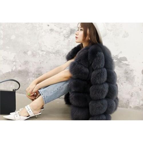 2019 New Real genuine natural fox fur coat womens fashion whole skin warm winter overcoat outwear
