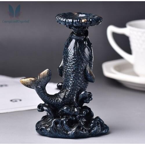 Carp Fish Crystal Ball Stand Base Resin Room Decor Sphere Stand Multi-color