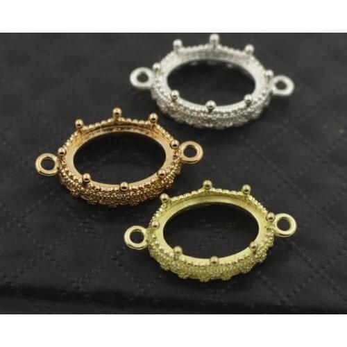 Open Back Pendant Strong Crown Bezel Setting with 2 Loops Conntors fit 10x14mm 13x18mm Oval Cameo Cabochon Base Findings DIY