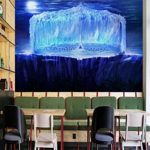 Dropshipping Colomac Custom Photo Wallpaper Crystal Ice Palace Blue Wallpaper Living Room Bedroom Wall Mural Papel De Parede 3d