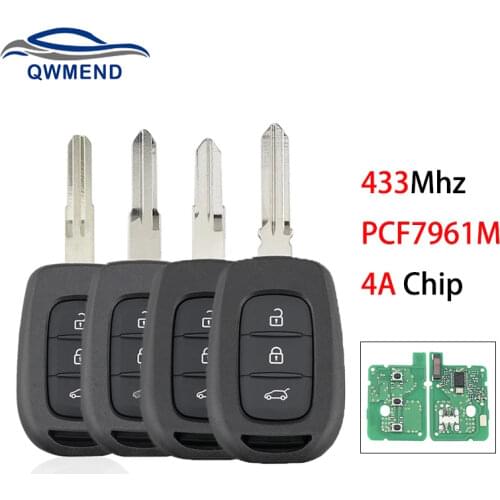 BHKEY PCF7961M 4A Chip 3 Buttons Car Remote Key for Renault Sandero Dacia Logan Lodgy Dokker Duster 433Mhz Smart Car Key