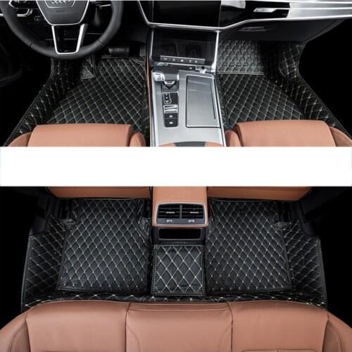 For luxury durable leather car floor mat for audi a6 C8 2018 2019 2020 accessories interior styling rug carpet